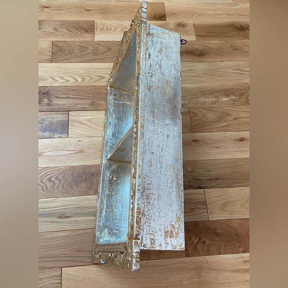 Anthropologie Silver Etched Carved Open Shelf Storage - Picture 4 of 10